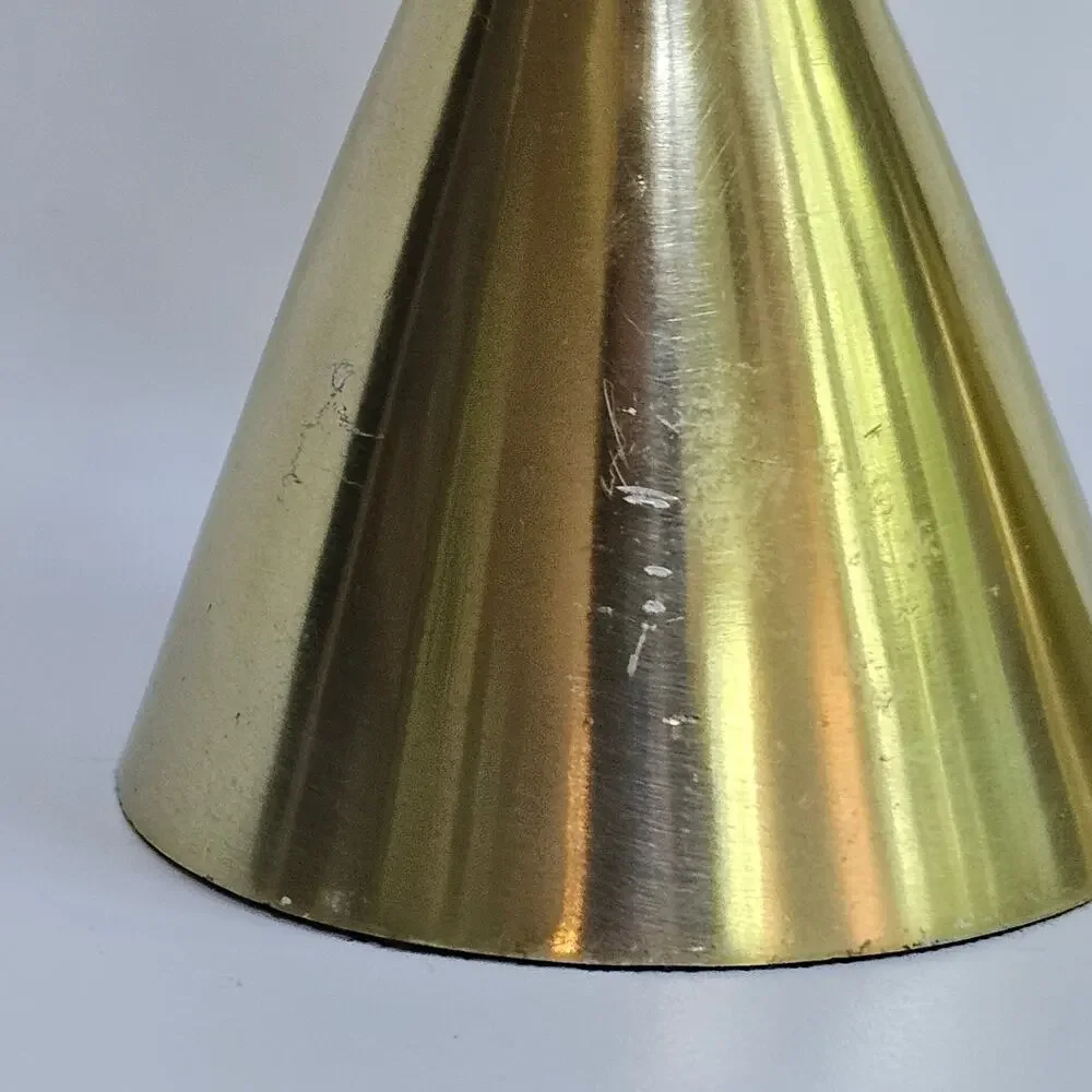 Anthropologie Francine Taper Candle Holder | Modern Blush Swirl Glass and Brass